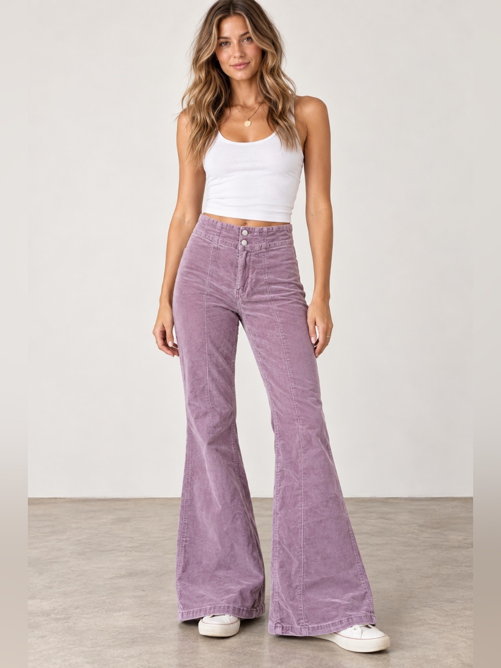 We The Free Jayde Cord Flare Pants 25 Dusty Purple Pink Corduroy